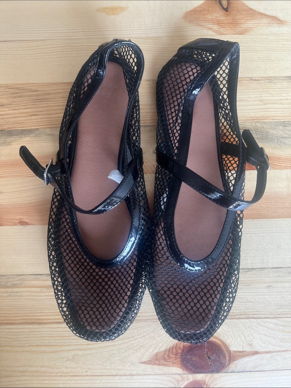 A New Day Black Mesh Mary Jane Flats - Women